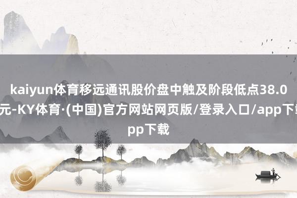 kaiyun体育移远通讯股价盘中触及阶段低点38.05元-KY体育·(中国)官方网站网页版/登录入口/app下载